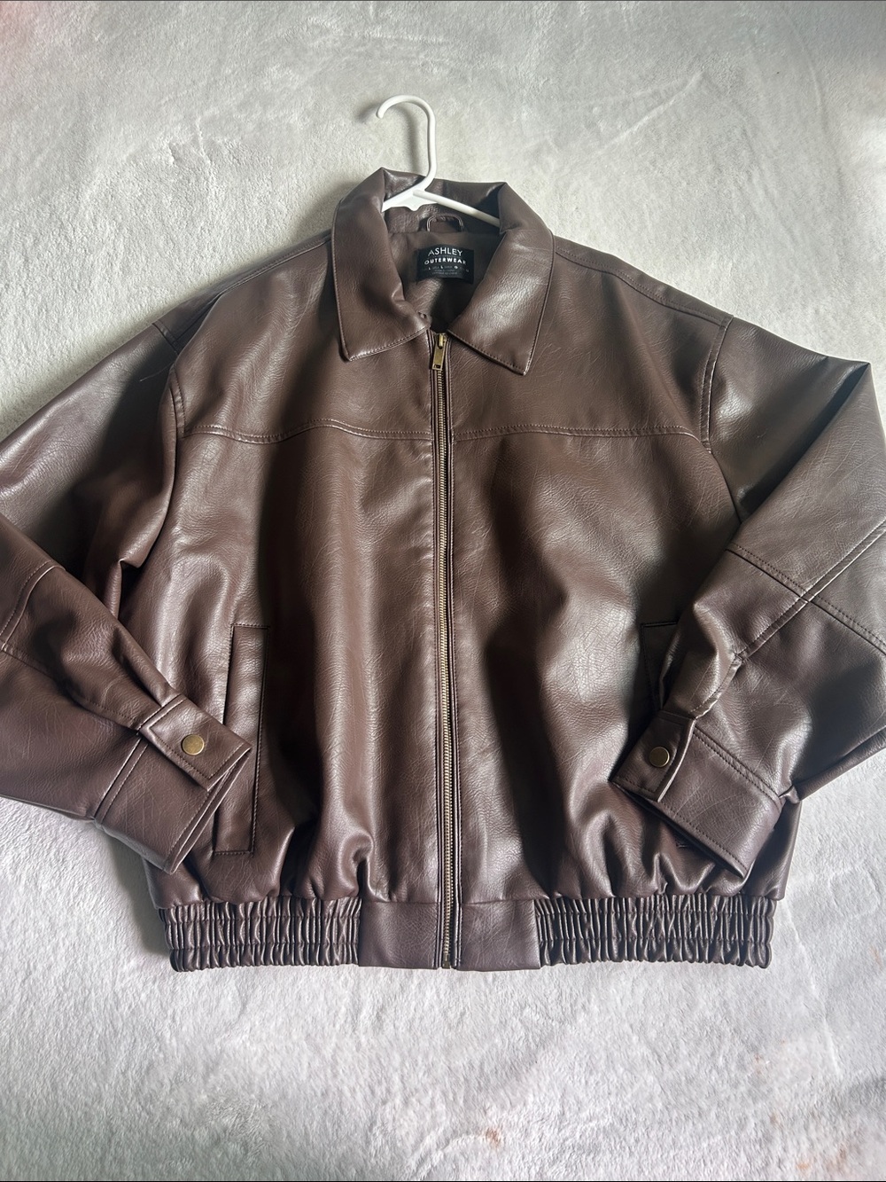 Ashley By 26 International women’s Brown Faux Leather Bomber Jacket